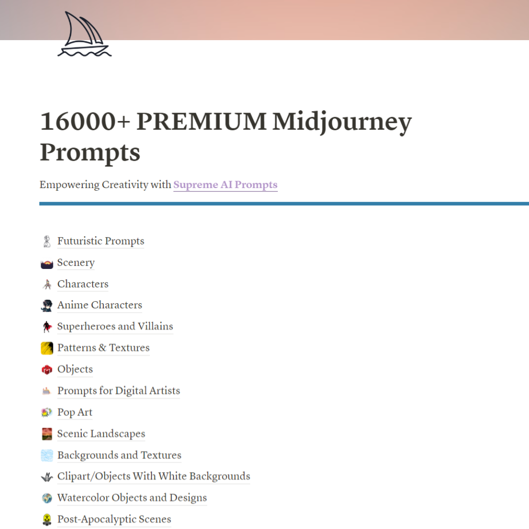16000+ Midjourney Prompt 
